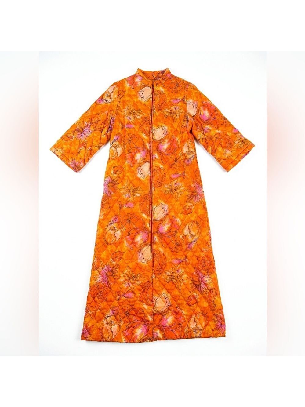 1960s Burnt Orange Loungees Puffer Housedress
